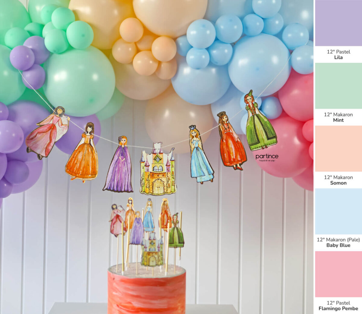 Prenses Şato Tema Doğum Günü Balon Zincir Seti - Görsel 1