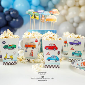 Klasik Arabalar Tema Popcorn Mısır Kutusu