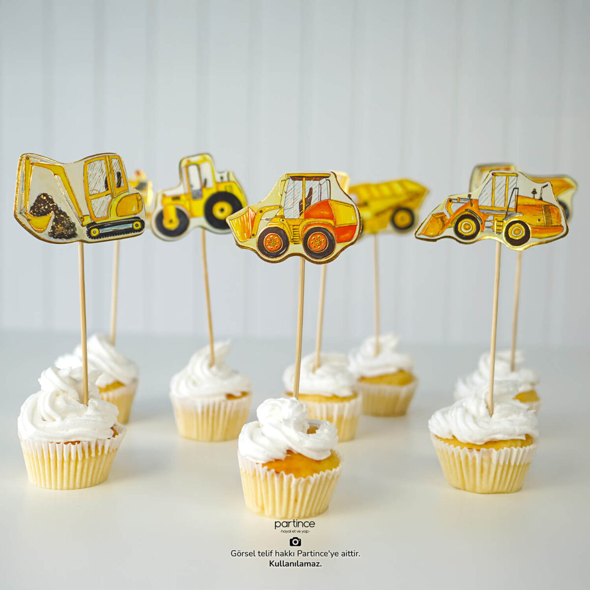 İnşaat Tema Cake Topper Pasta Süsü 8 Parça - Görsel 4