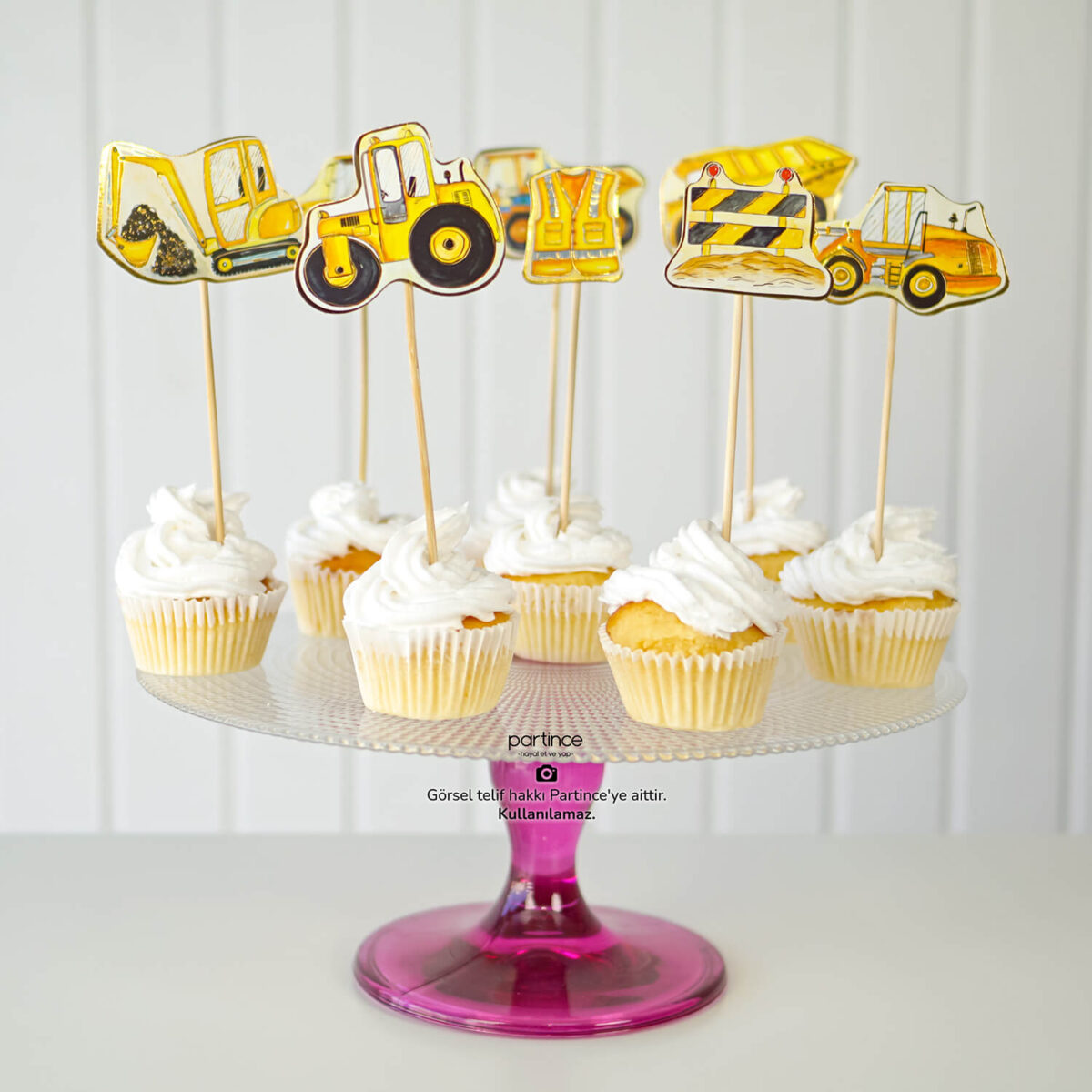 İnşaat Tema Cake Topper Pasta Süsü 8 Parça - Görsel 6