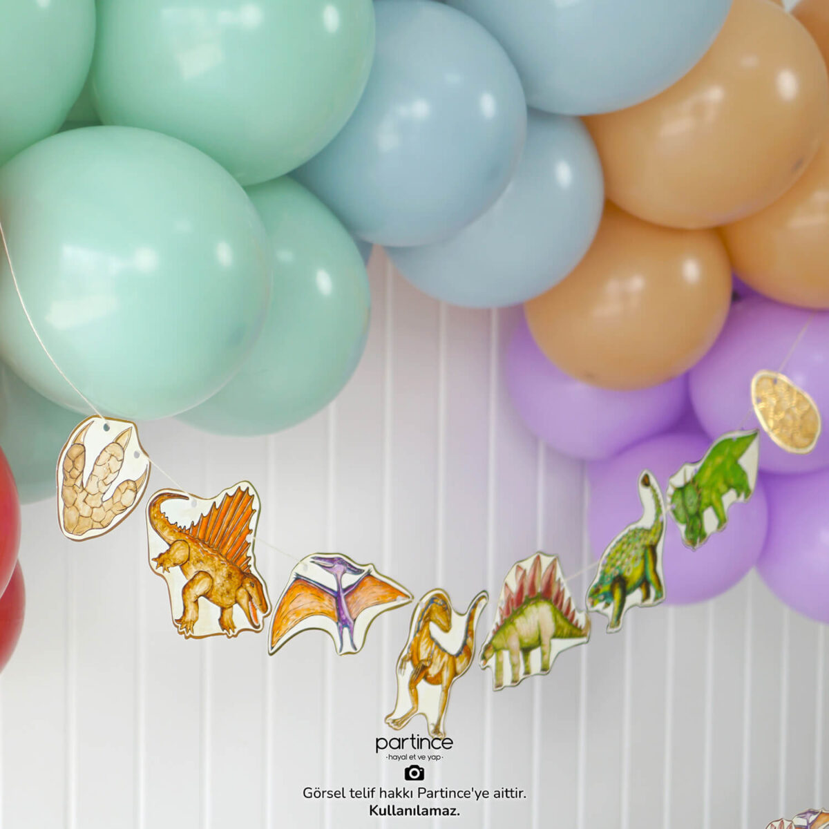 Dinozor Tema Banner Asma Süs 8 Parça - Görsel 3