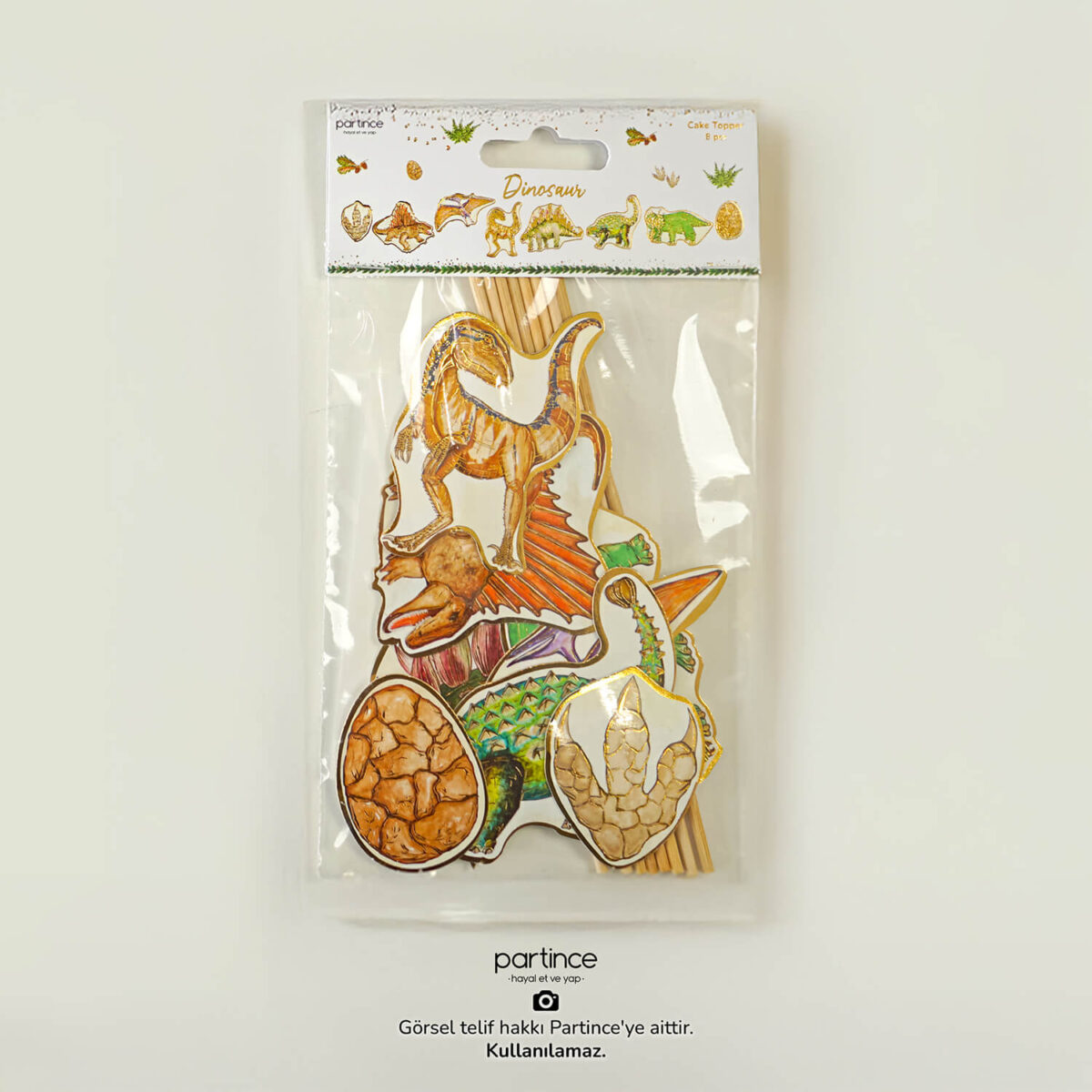 Dinozor Tema Boyama Cake Topper Pasta Süsü 8 Parça - Görsel 2