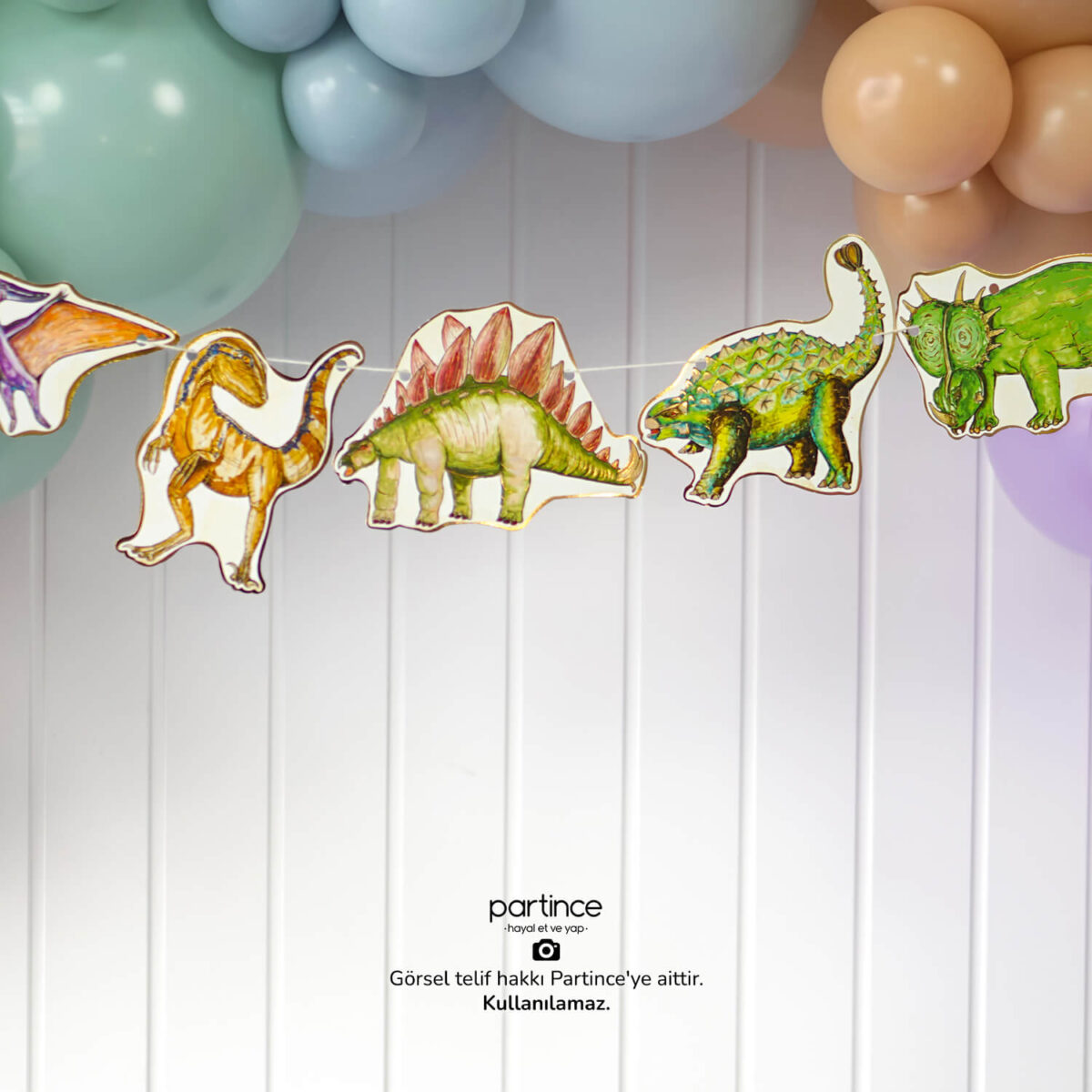 Dinozor Tema Banner Asma Süs 8 Parça - Görsel 5