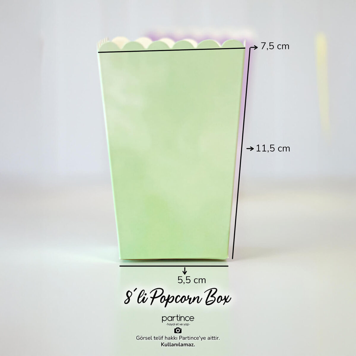 Popcorn (Mısır Kutusu) Makaron Pastel Mint 8'li - Görsel 2