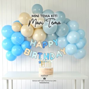 Mini Tema Kiti Mavi Tema Balon Zinciri