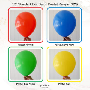 12" Standart Boy Pastel Karışım 12'li