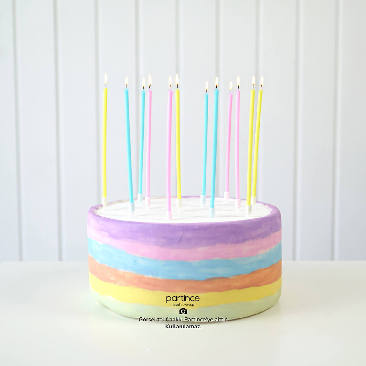 Karışık Pastel Makaron Uzun Parti Mumu 12’li - Görsel 2