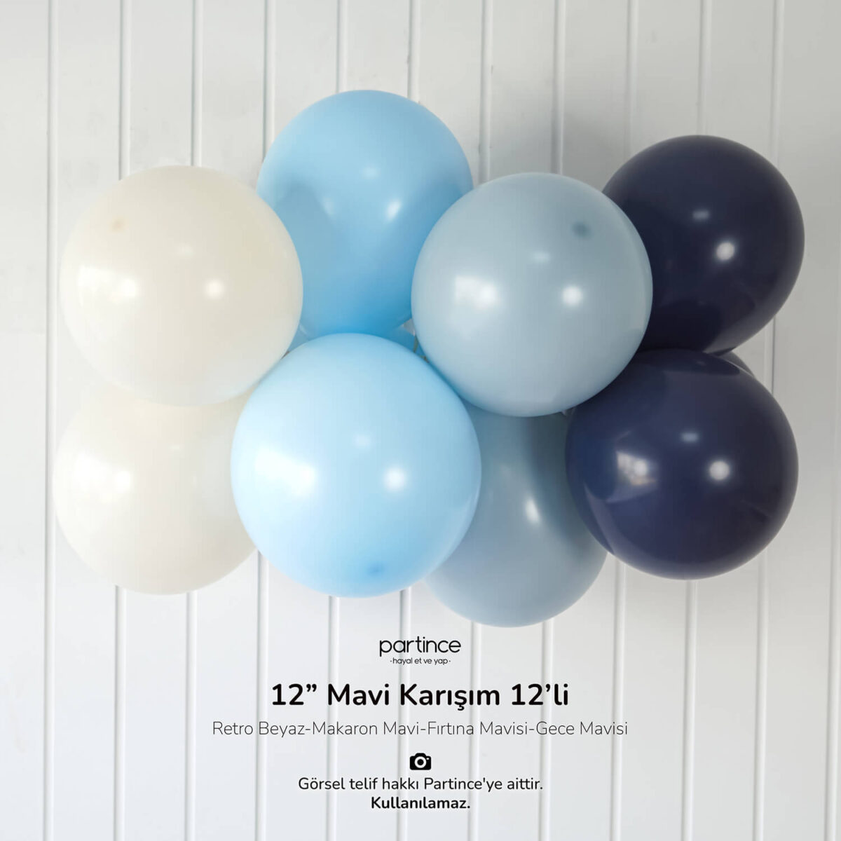 12" Standart Boy Mavi Karışım 12'li - Görsel 2