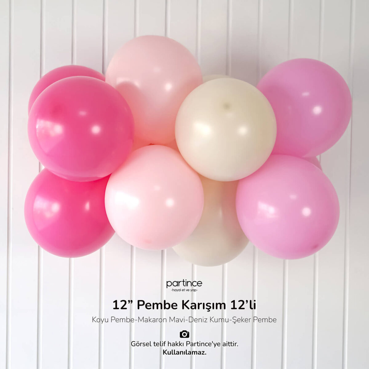 12" Standart Boy Pembe Karışım 12'li - Görsel 2
