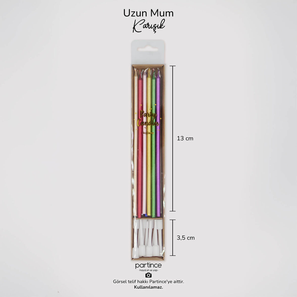 Karışık Renk Krom Pasta Mumu 12'li - Görsel 2