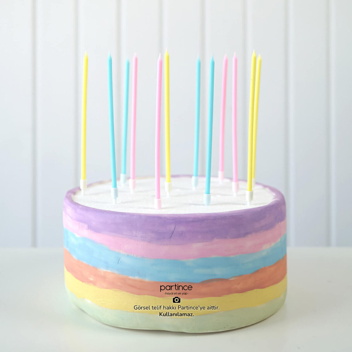 Karışık Pastel Makaron Uzun Parti Mumu 12’li - Görsel 5