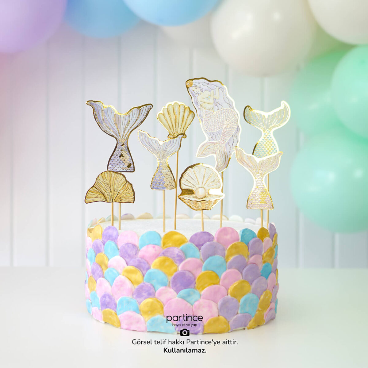 Deniz Kızı Tema Pasta Süsü 8 Parça Cake Topper Doğum Günü Süsü - Görsel 2