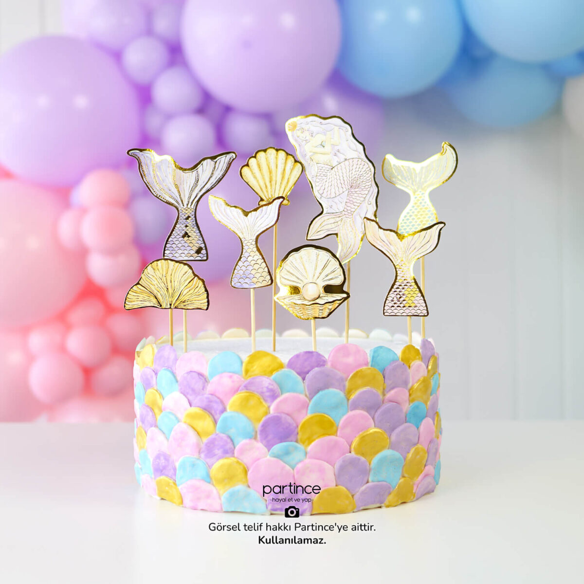 Deniz Kızı Tema Pasta Süsü 8 Parça Cake Topper Doğum Günü Süsü - Görsel 4