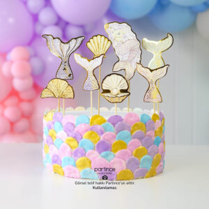 Deniz Kızı Tema Pasta Süsü 8 Parça Cake Topper Doğum Günü Süsü