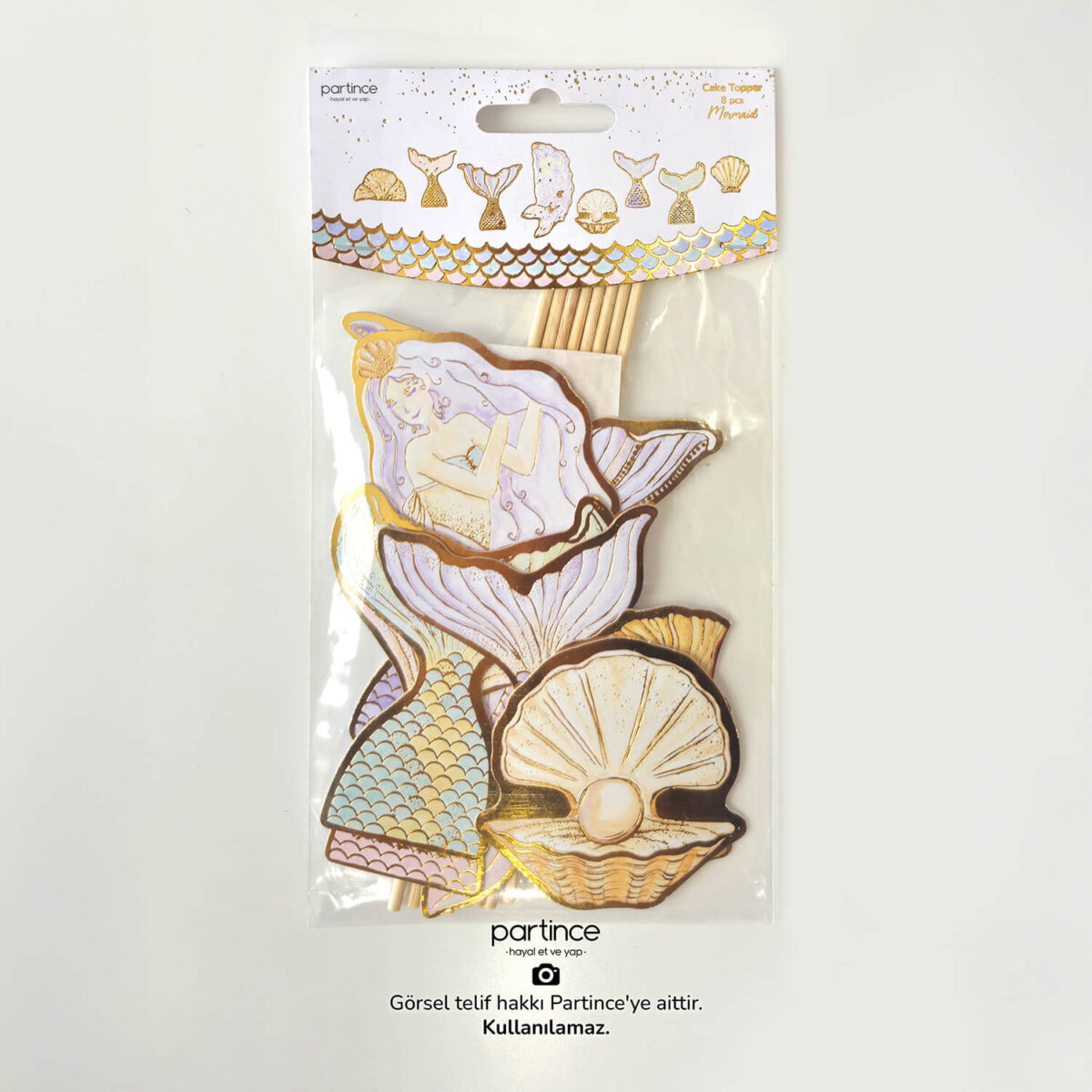 Deniz Kızı Tema Pasta Süsü 8 Parça Cake Topper Doğum Günü Süsü - Görsel 6
