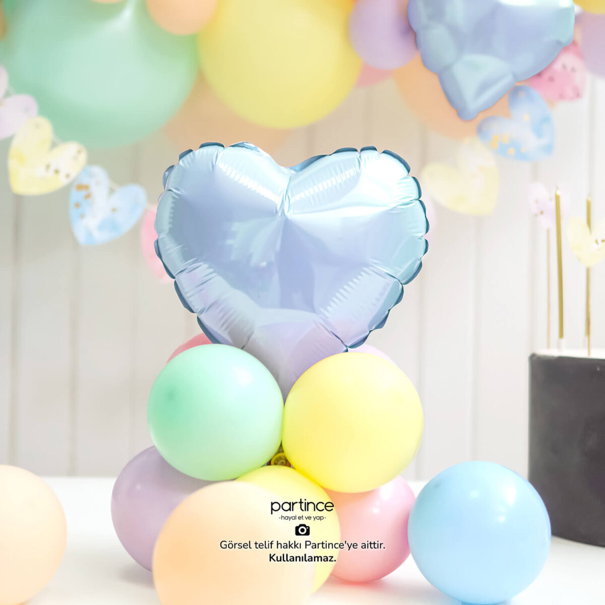 Pastel Mavi Tema Mini Balon Seti - Görsel 5