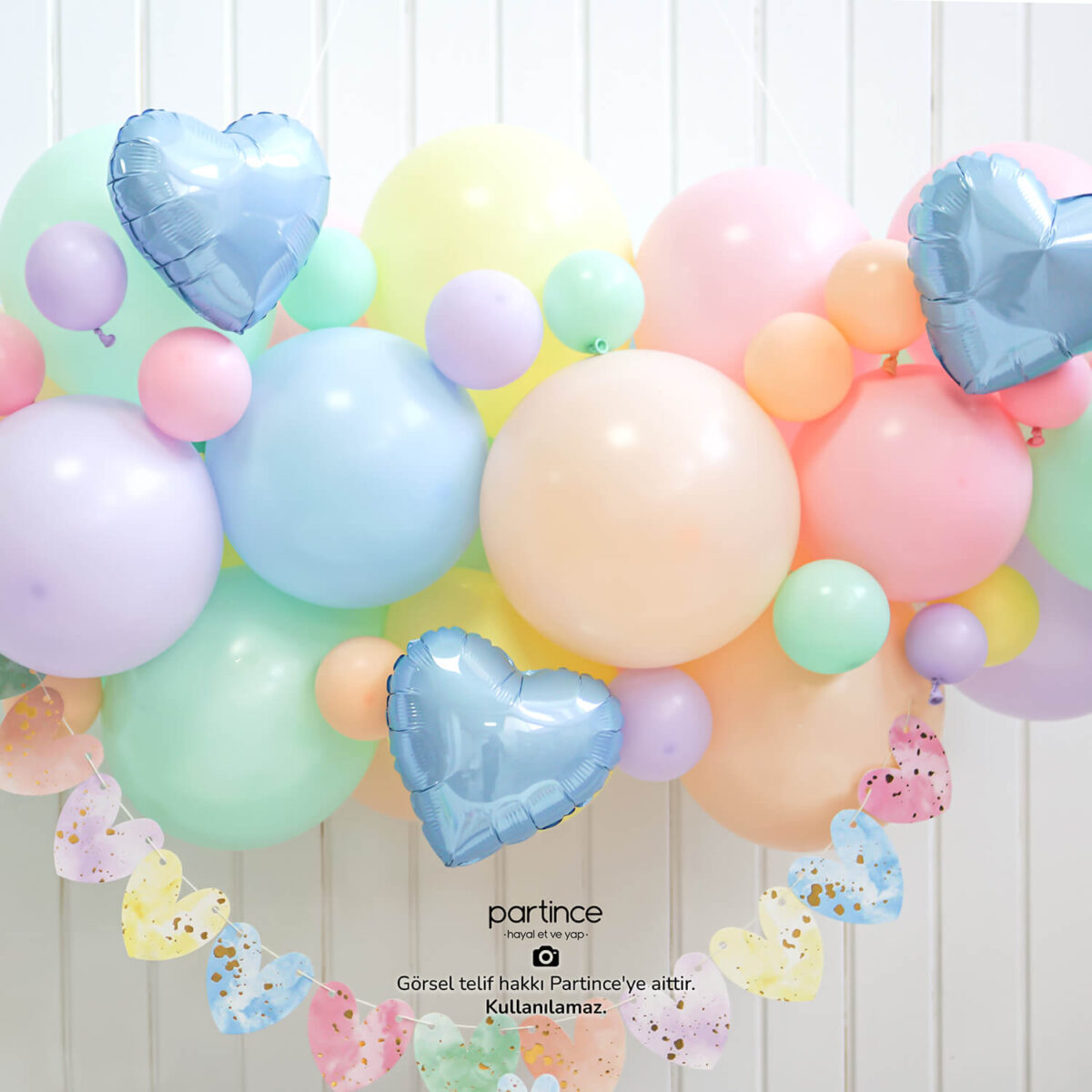Pastel Mavi Tema Mini Balon Seti - Görsel 6
