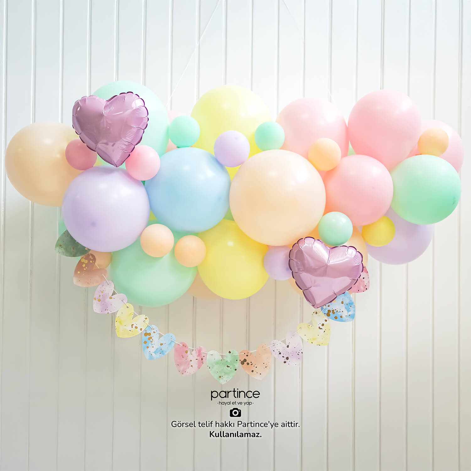 doğum günü süsleri makaron balon kalp banner asma süs cake topper pasta süsü kız çocuk kalp folyo süs partince parti balonu