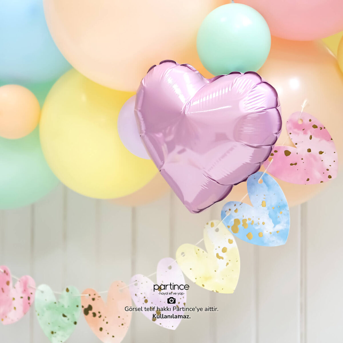 Pastel Pembe Tema Mini Balon Seti - Görsel 5