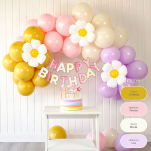 Papatya Tema Pembe Mini Doğum Günü Balon Zincir Seti