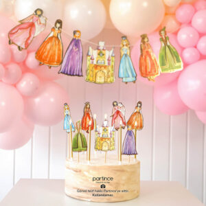3'lü Set Prenses Şato Tema Doğum Günü Parti Seti