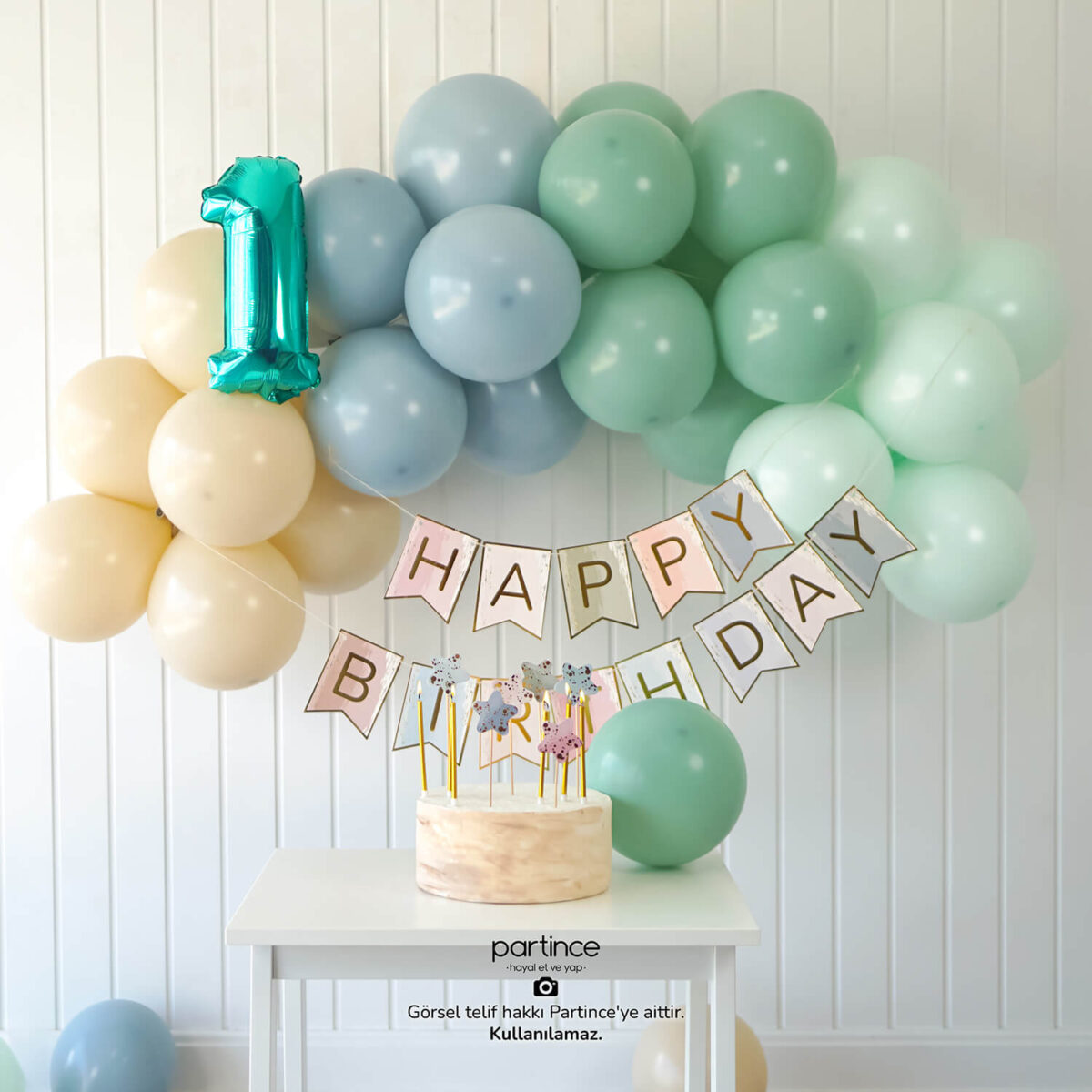 Turkuaz Rakamlı Doğum Günü Balon Parti Seti (Rakam Seçenekli) - Görsel 3