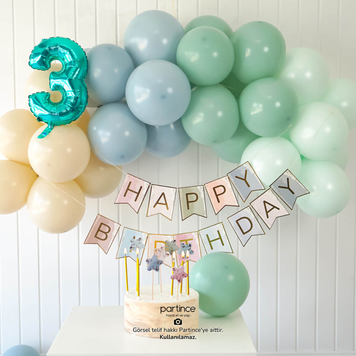 Turkuaz Rakamlı Doğum Günü Balon Parti Seti (Rakam Seçenekli) - Görsel 5