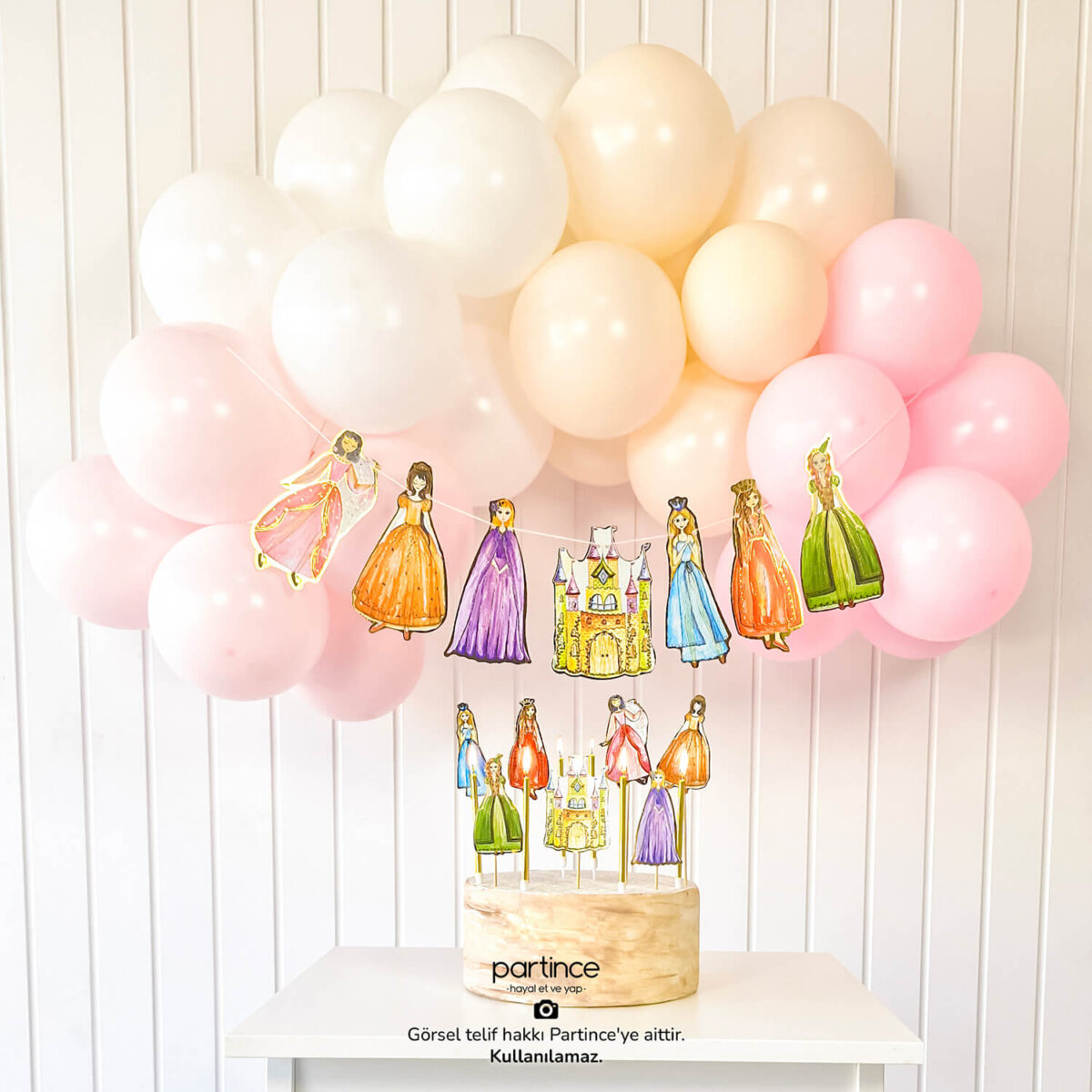 Prenses Şato Tema Mini Doğum Günü Balon Zincir Seti - Görsel 7