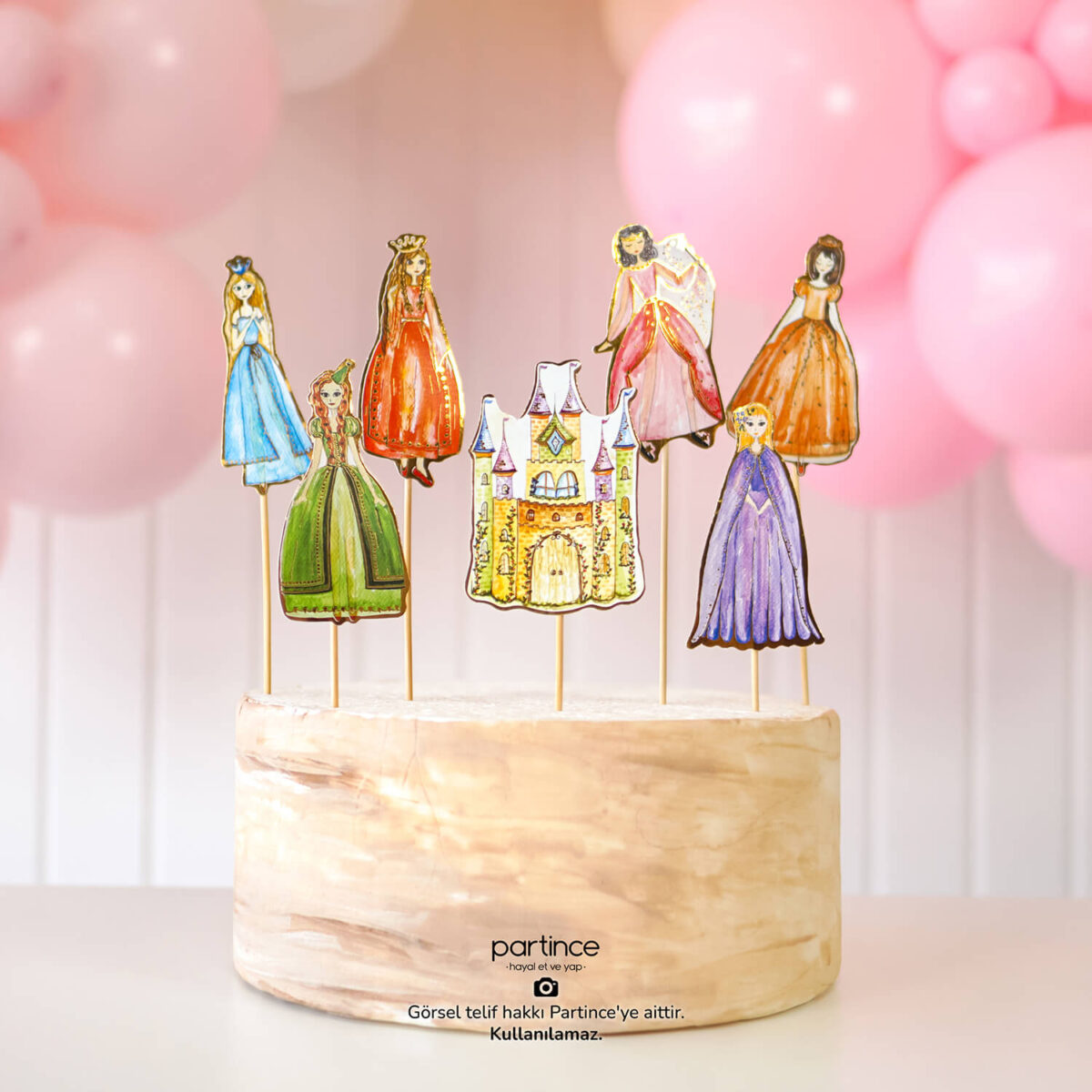 Prenses Tema Cake Topper Pasta Süsü 7 Parça - Görsel 1
