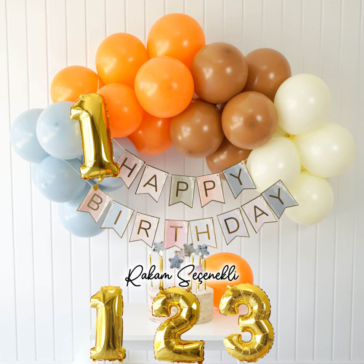 Gold Rakamlı Doğum Günü Balon Parti Seti (Rakam Seçenekli)