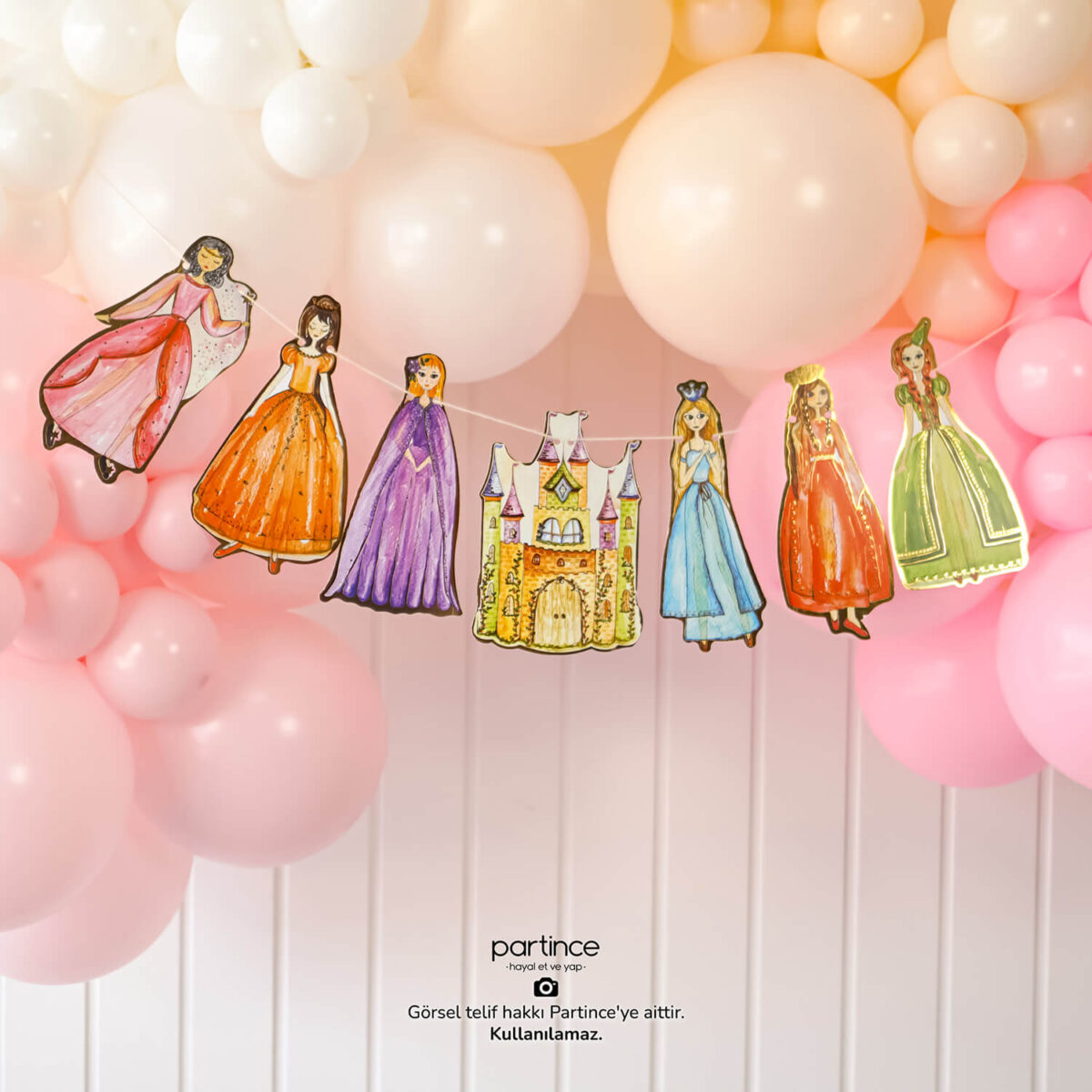 Prenses Tema Banner Asma Süs 7 Parça - Görsel 2