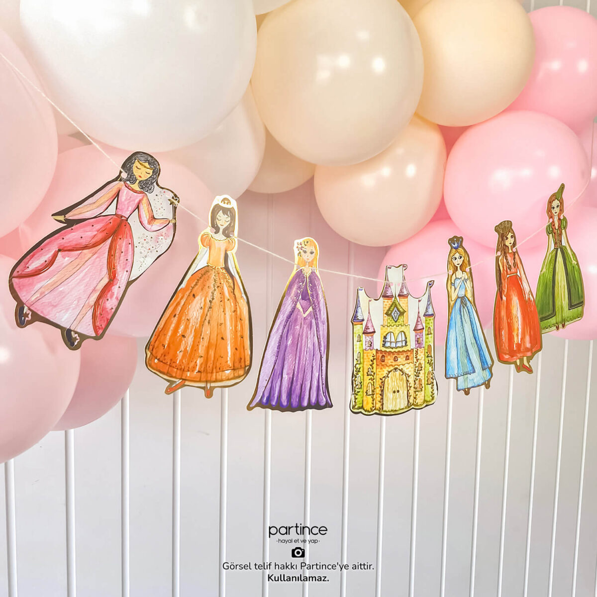 Prenses Şato Tema Mini Doğum Günü Balon Zincir Seti - Görsel 3