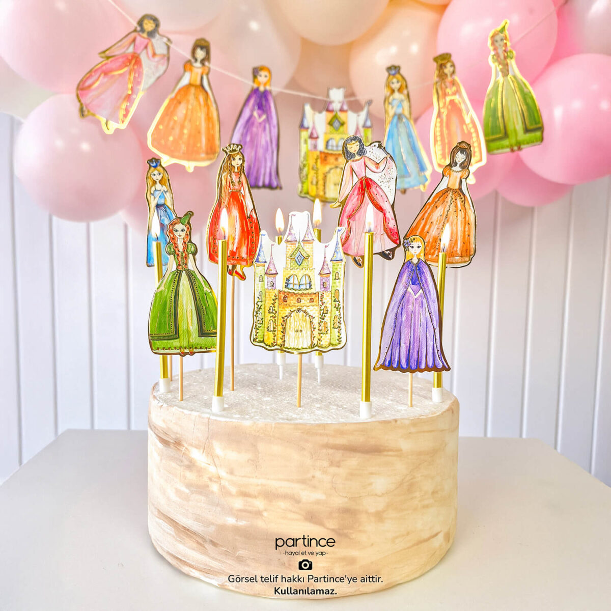 Prenses Şato Tema Mini Doğum Günü Balon Zincir Seti - Görsel 6
