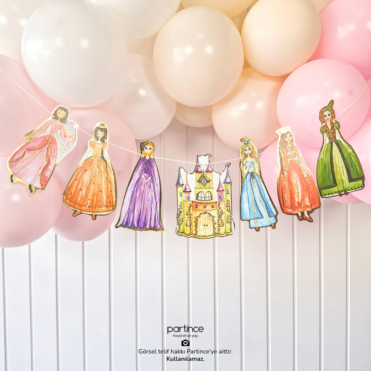 Prenses Şato Tema Mini Doğum Günü Balon Zincir Seti - Görsel 5