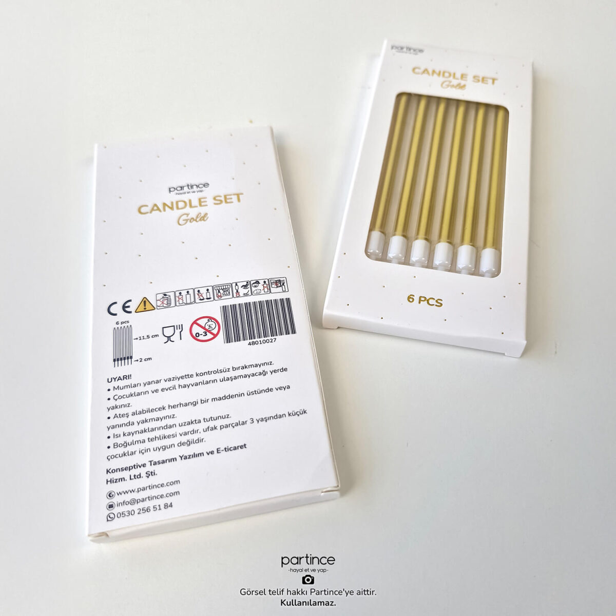 6’lı Krom Gold Pasta Mumu - Görsel 3