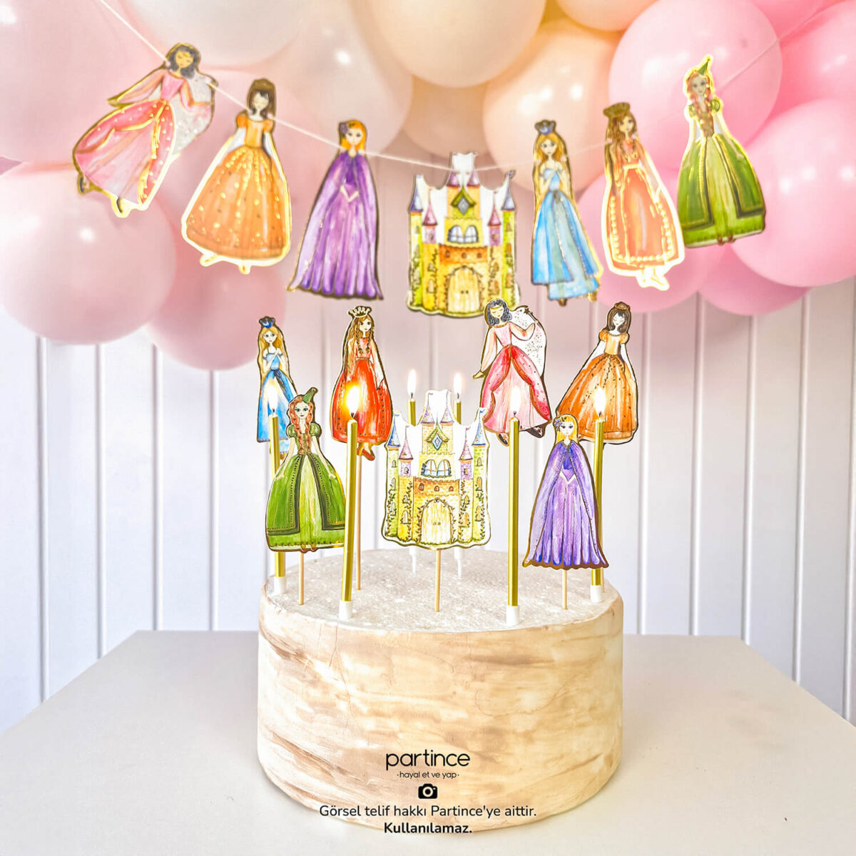 3'lü Set Prenses Şato Tema Doğum Günü Parti Seti - Görsel 3