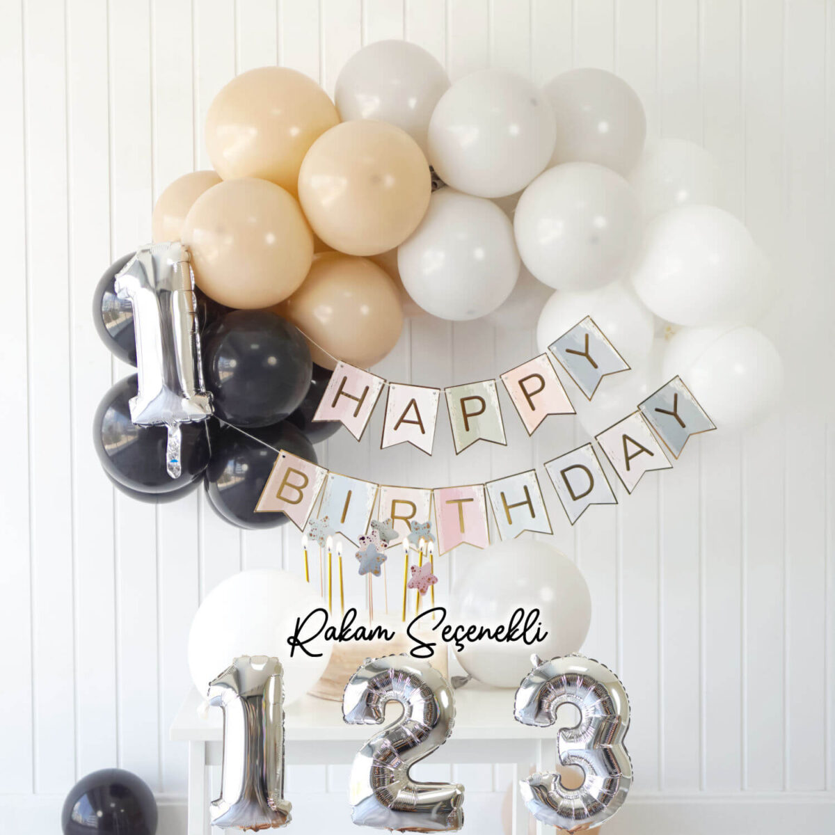 Gümüş Rakamlı Doğum Günü Balon Parti Seti (Rakam Seçenekli)