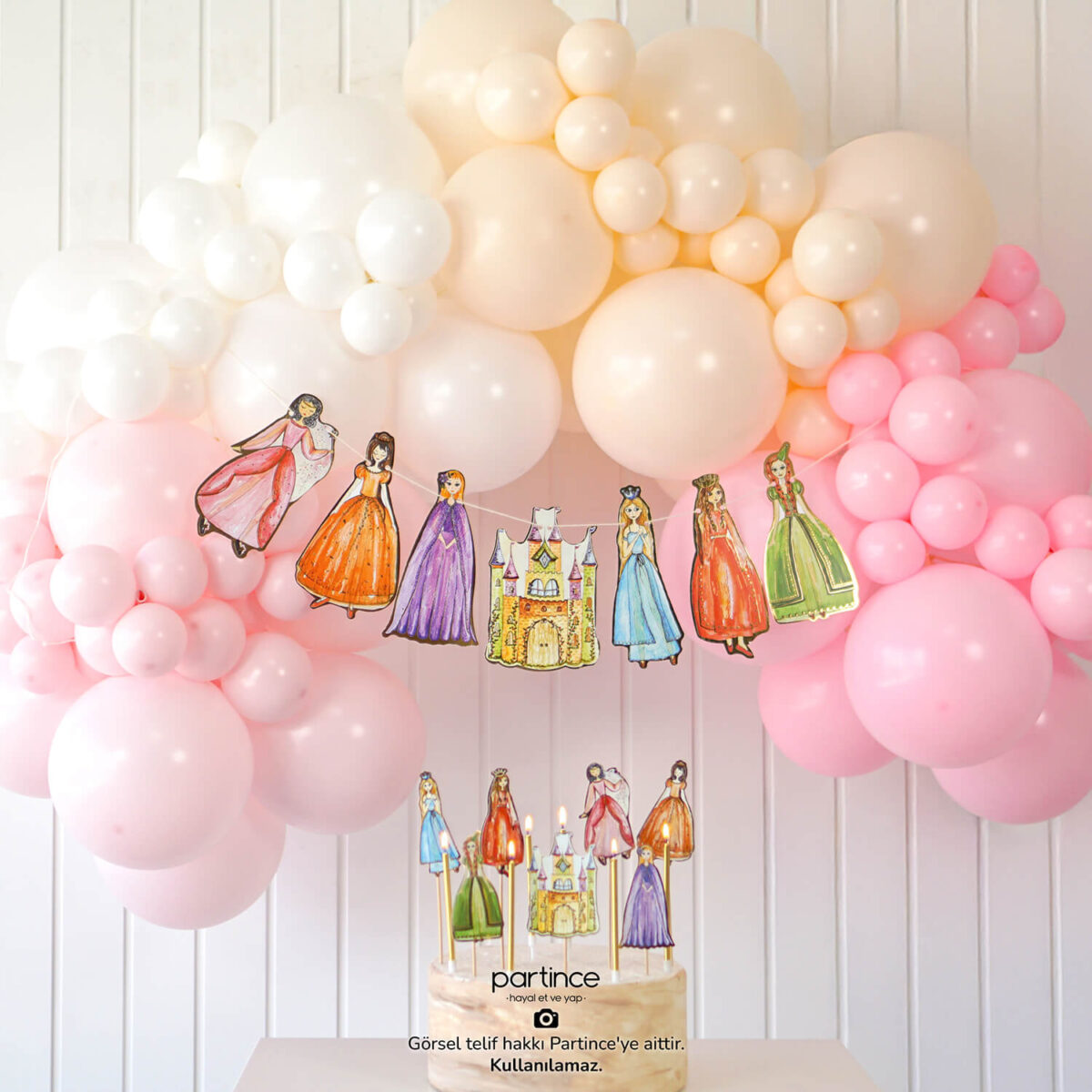 Prenses Şato Tema Doğum Günü Balon Zincir Seti - Görsel 5
