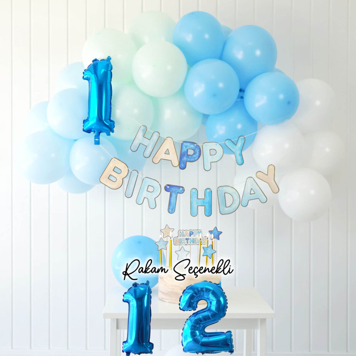 Mavi Rakamlı Doğum Günü Balon Parti Seti (Rakam Seçenekli)