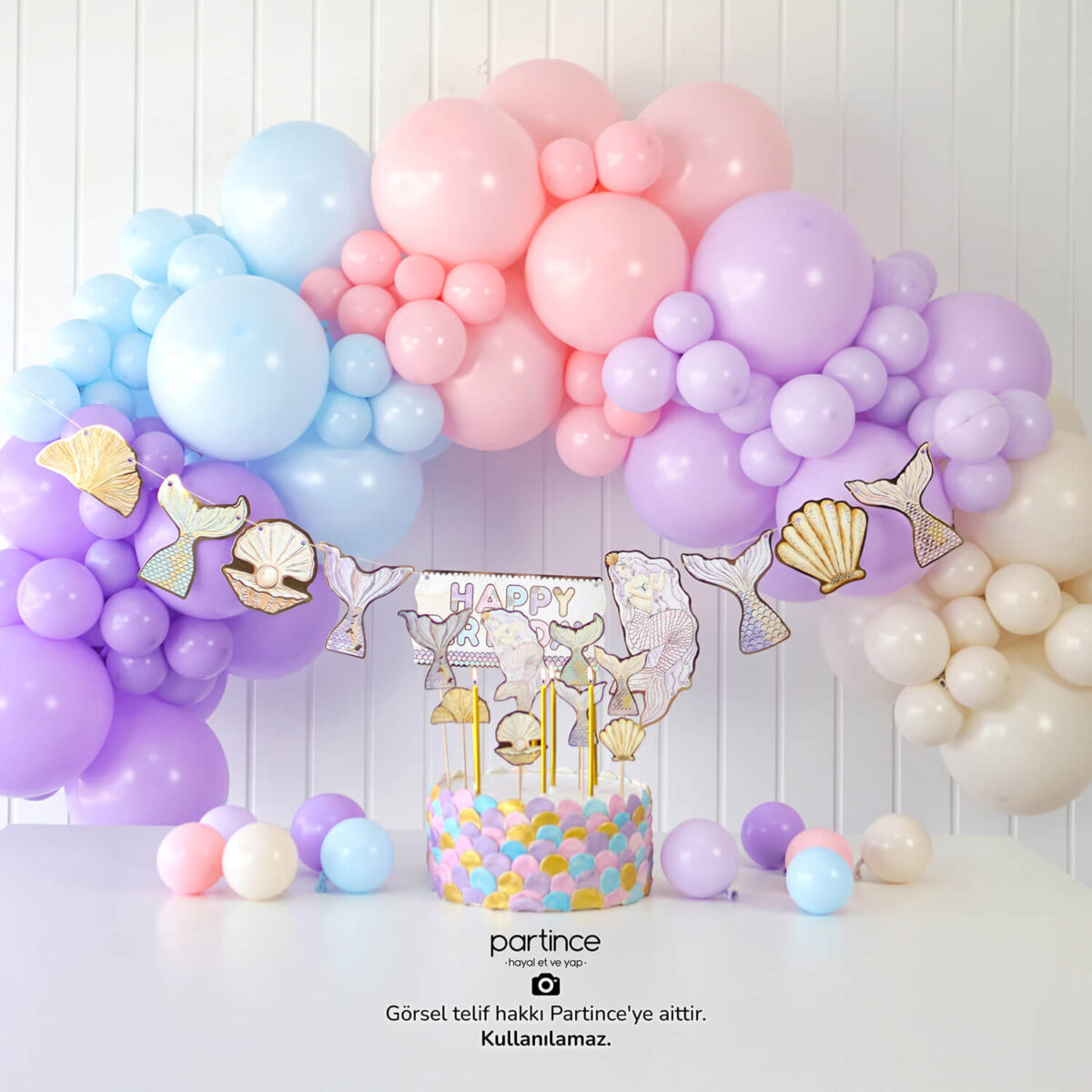 Deniz Kızı Tema Standart Doğum Günü Balon Zincir Seti - Görsel 5