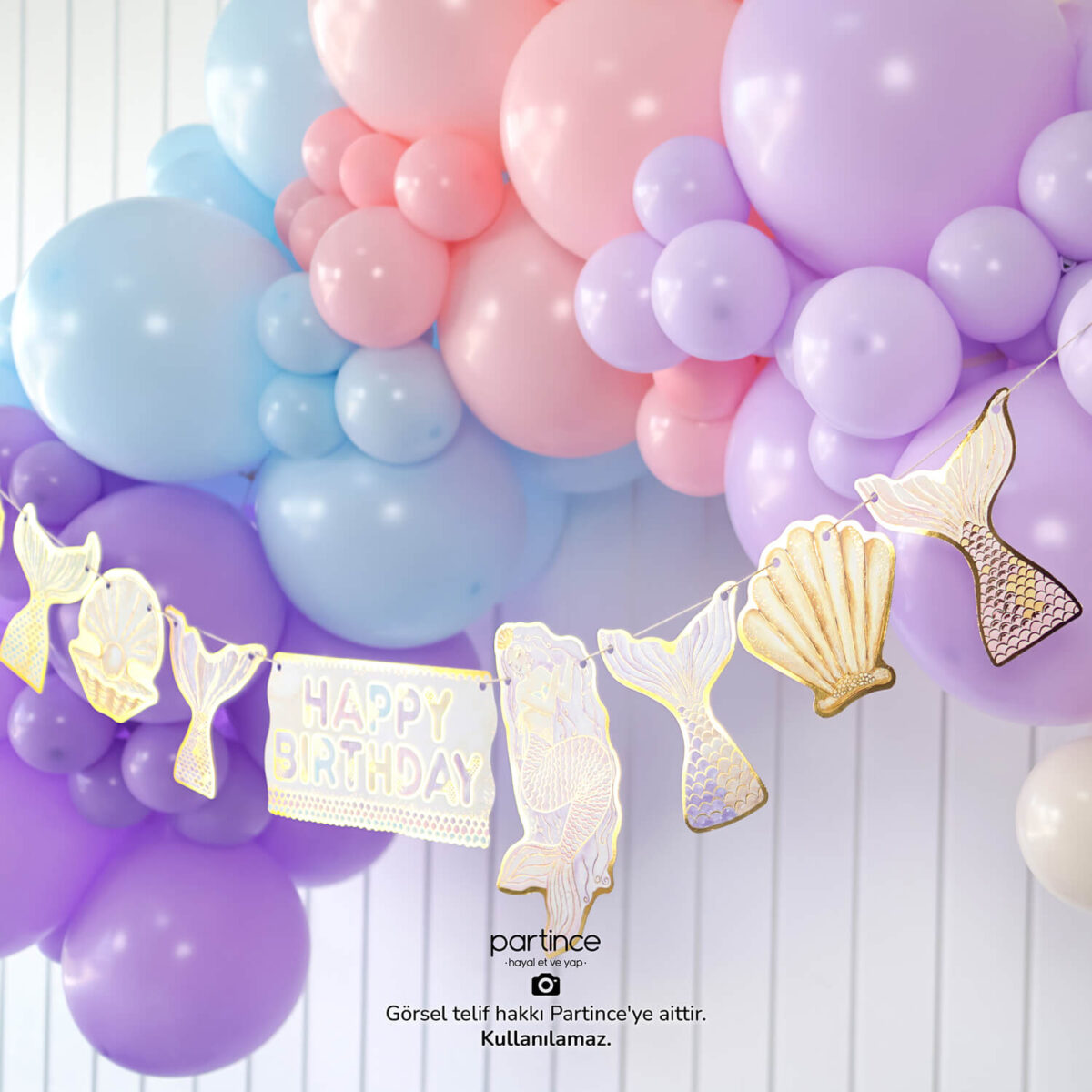 Deniz Kızı Tema Standart Doğum Günü Balon Zincir Seti - Görsel 4