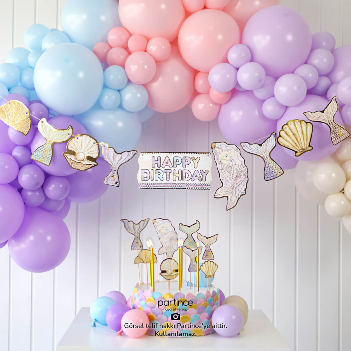 Deniz Kızı Tema Standart Doğum Günü Balon Zincir Seti - Görsel 8