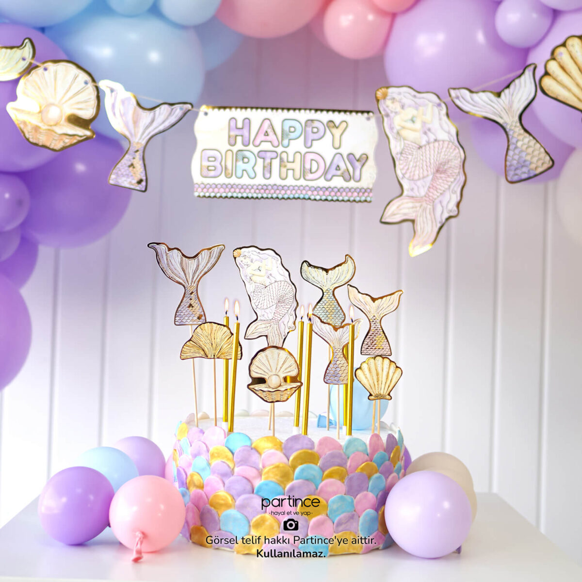 Deniz Kızı Tema Standart Doğum Günü Balon Zincir Seti - Görsel 3