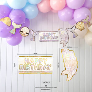 Deniz Kızı Tema Banner Doğum Günü Asma Süs 9 Parça