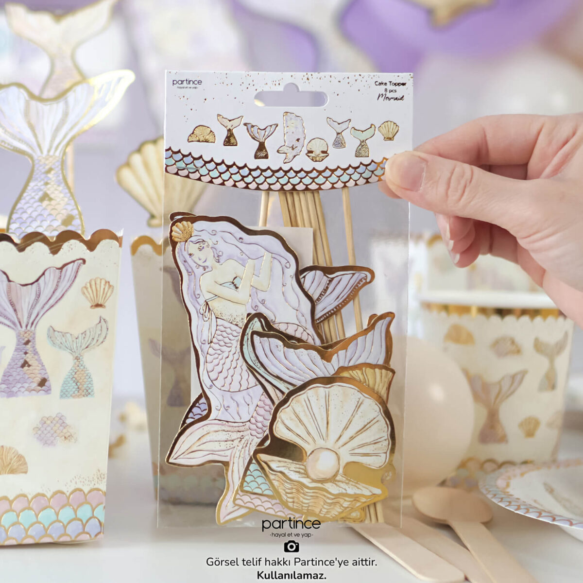 Deniz Kızı Tema Pasta Süsü 8 Parça Cake Topper Doğum Günü Süsü - Görsel 2