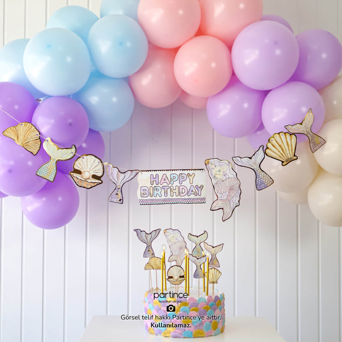 Deniz Kızı Tema Mini Doğum Günü Balon Zincir Seti - Görsel 4