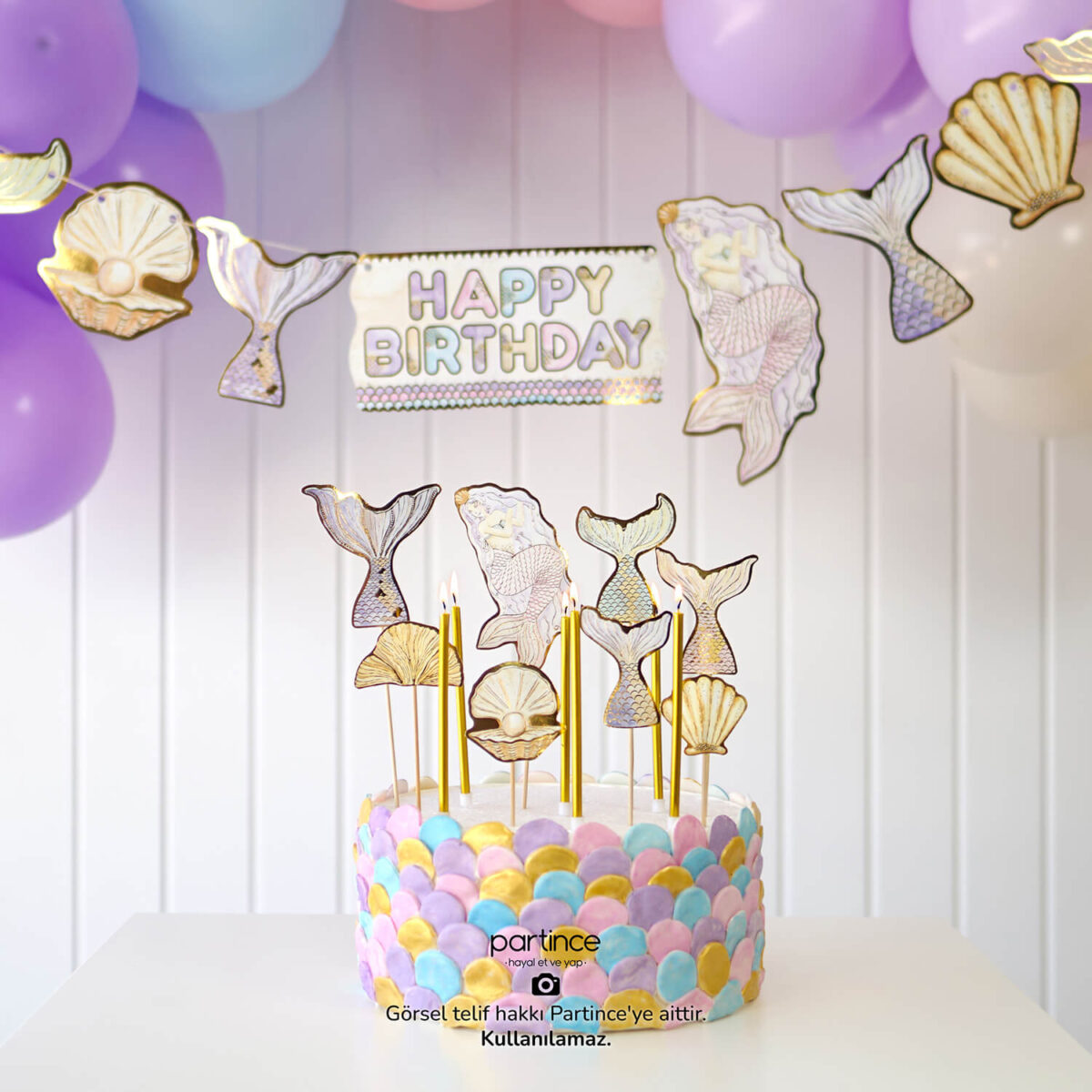 Deniz Kızı Tema Mini Doğum Günü Balon Zincir Seti - Görsel 3