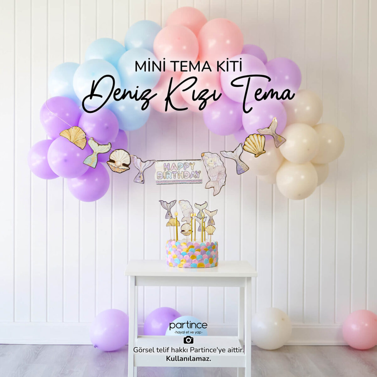 Deniz Kızı Tema Mini Doğum Günü Balon Zincir Seti - Görsel 1