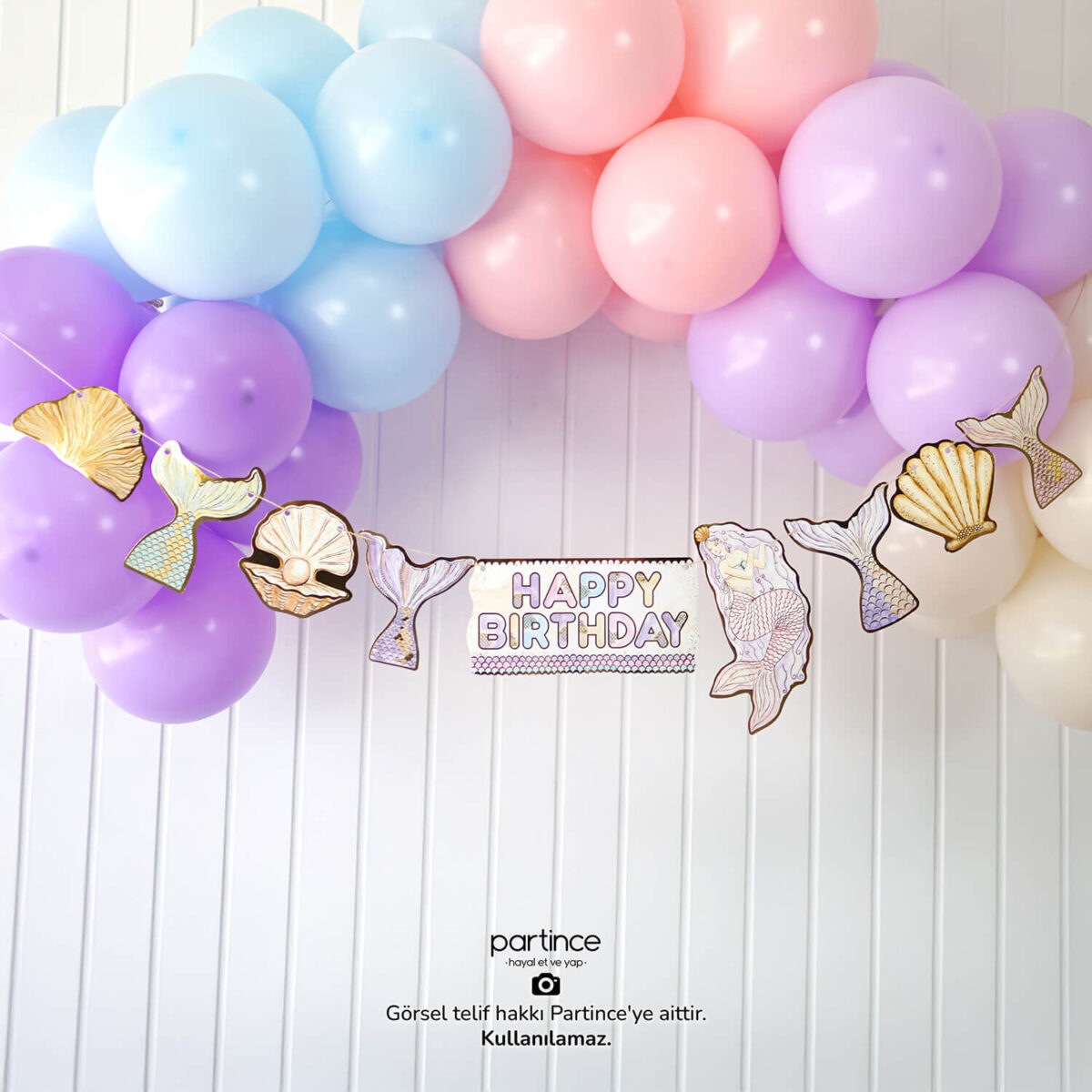 Deniz Kızı Tema Mini Doğum Günü Balon Zincir Seti - Görsel 5