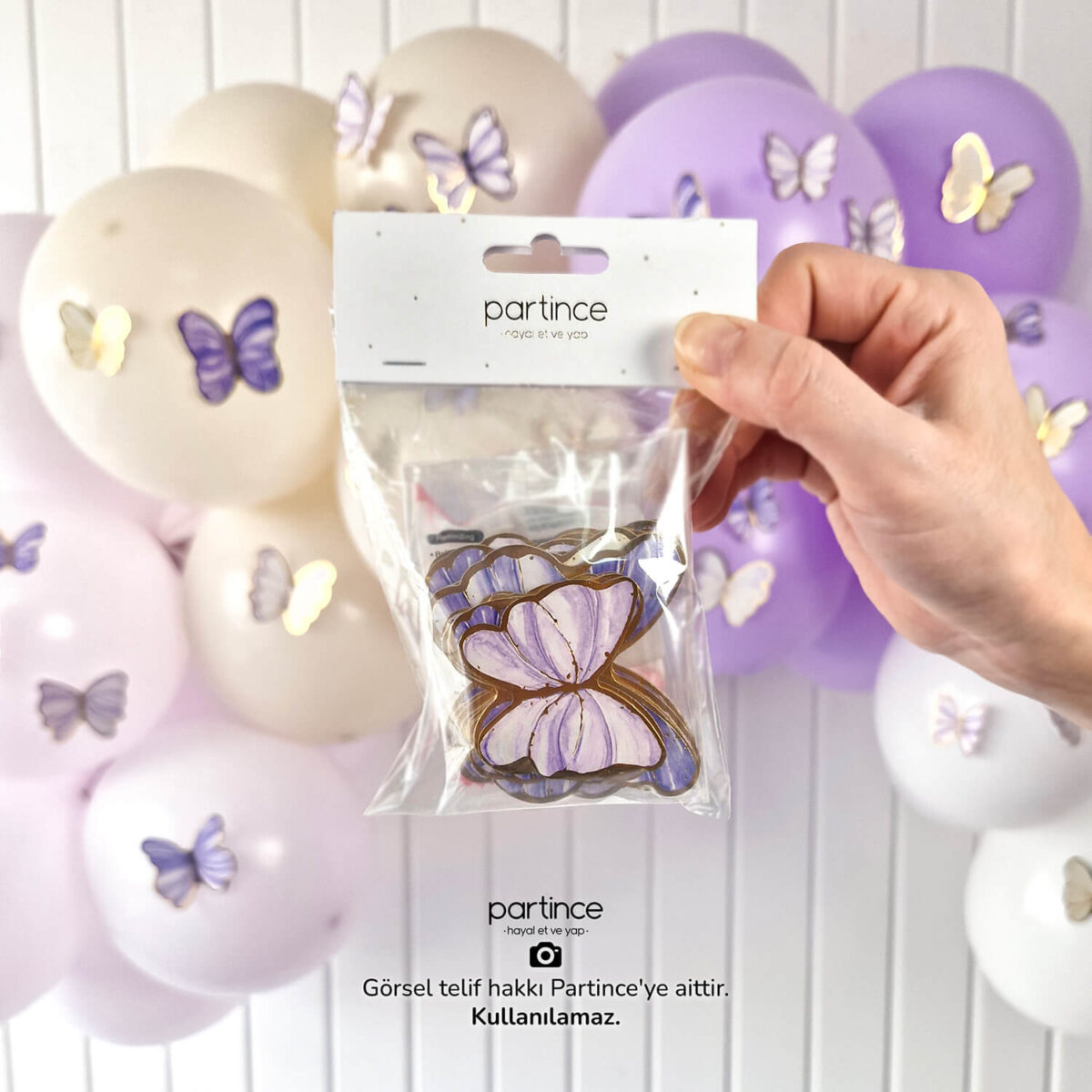 48'li Lila Tema Kelebek Doğum Günü Süsü